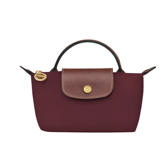 Longchamp Mini Le Pliage Handbag- Strap Included Burgundy